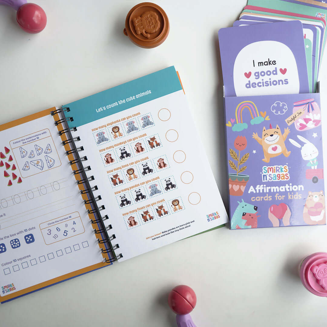 My Super Fun Preschool Workbook+ Affirmation Cards Bundle
