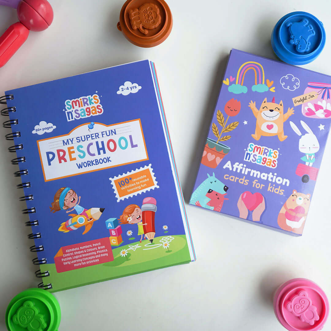 My Super Fun Preschool Workbook+ Affirmation Cards Bundle